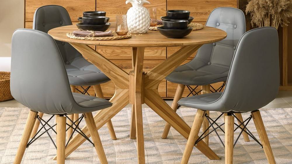 Oak and glass dining deals table and chairs